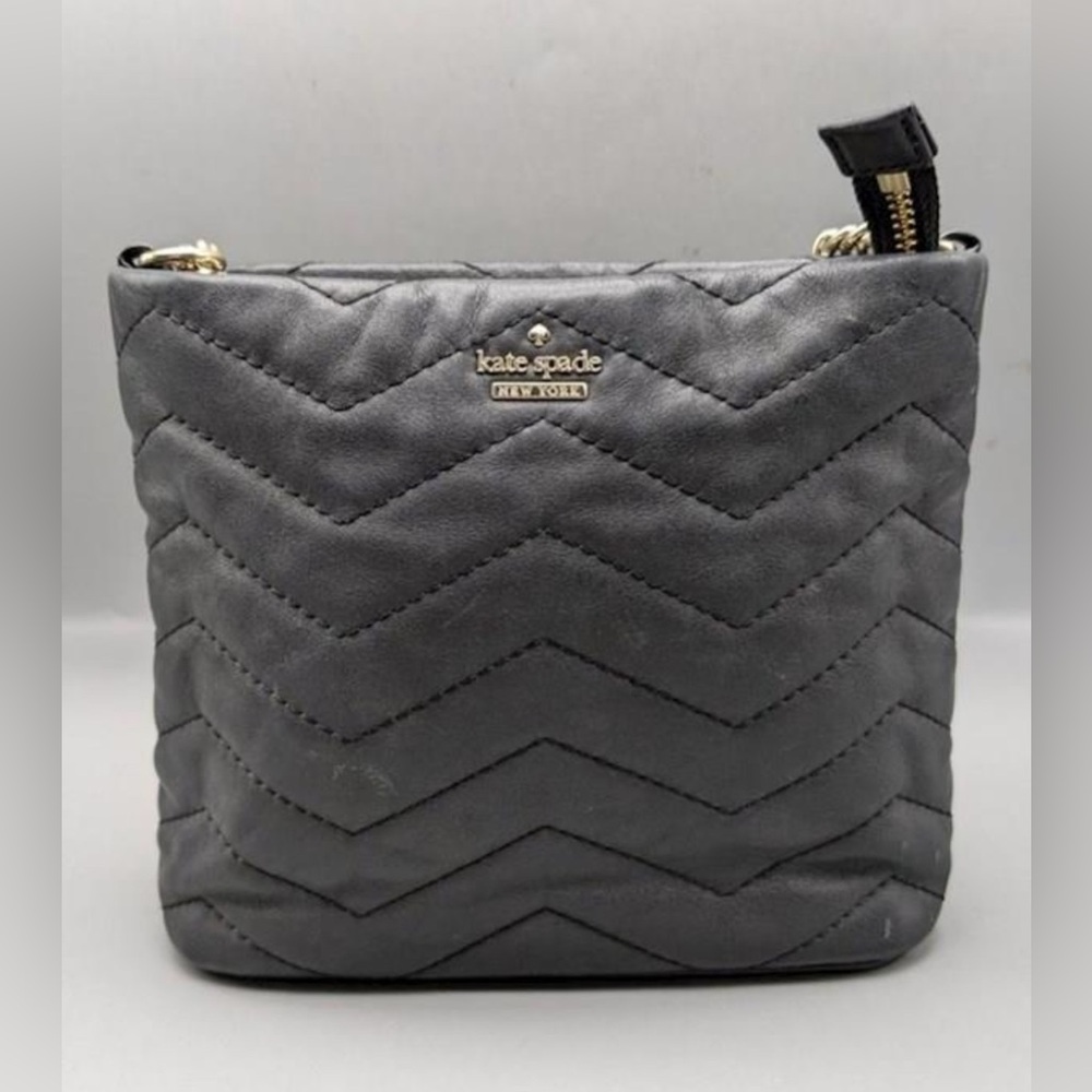 kate spade Black Quilted Leather Chain Strap Reese Park Crossbody